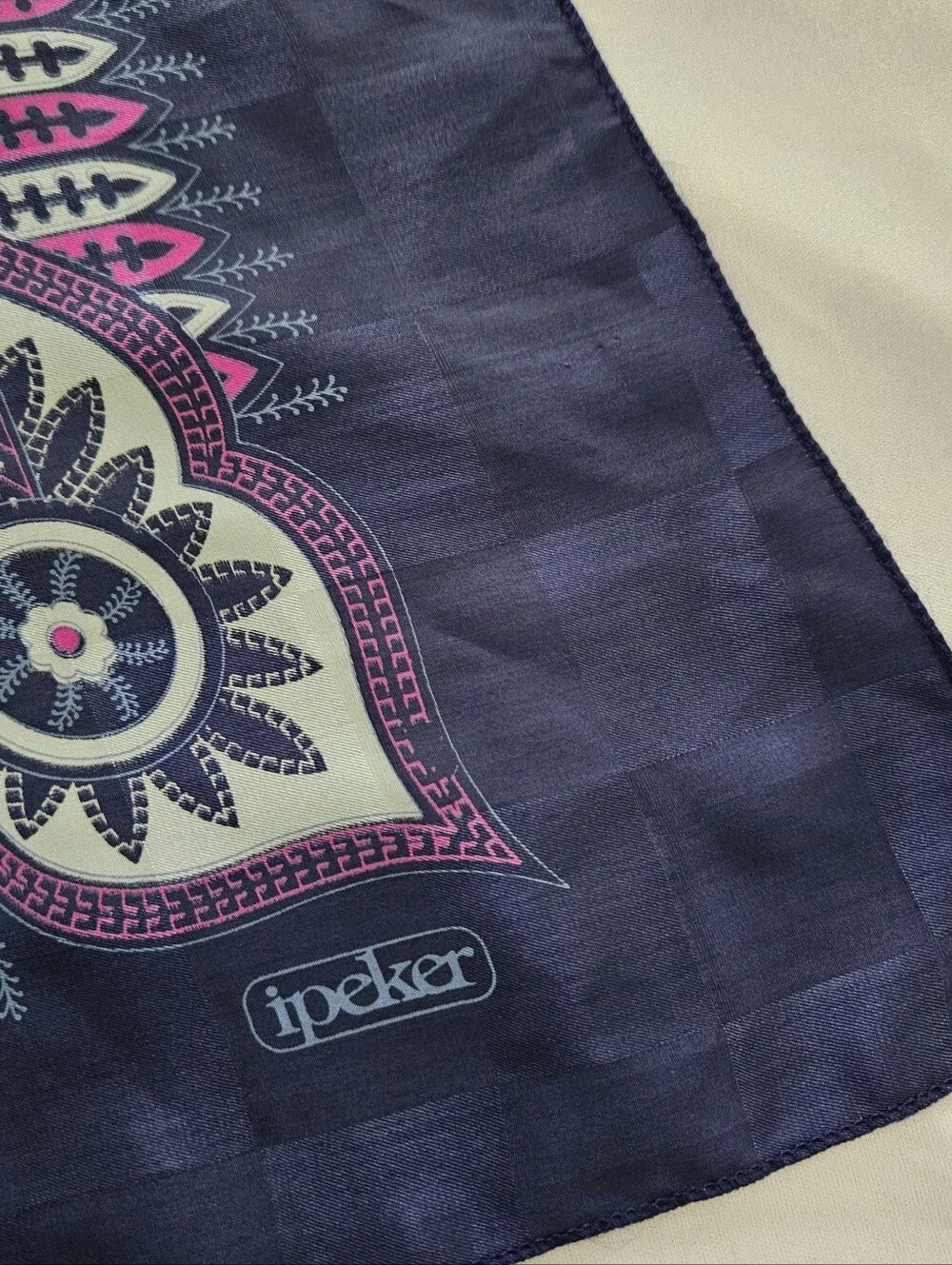 Ipeker Navy Paisley Square Scarf 45